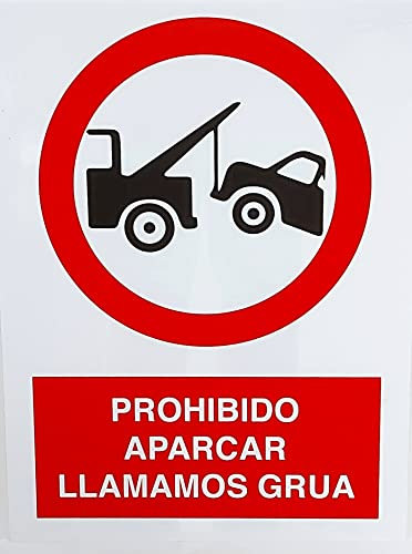 FERRETELIX® Cartel PVC 40x30 cm – PROHIBIDO APARCAR – Se llama a la grúa – Señal Resistente para Garajes y Zonas Privadas