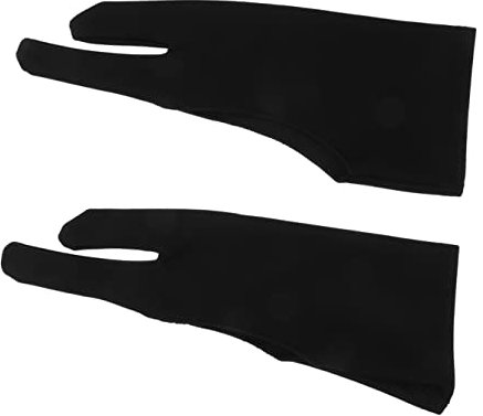 Ciieeo Skizzenhandschuhe 3 Stück-pack Zwei Finger Künstlerhandschuh aus Gewebe Schwarz Bruchfest und Tragbar Tablette Zeichenhandschuhe für Studenten zum Zeichnen und Skizzieren
