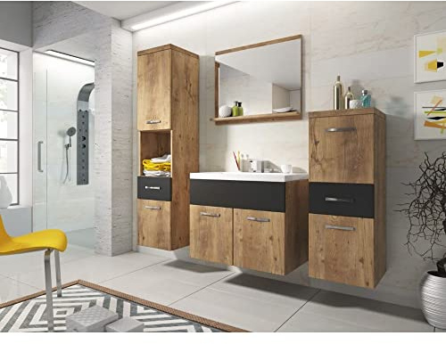 MINIO go for it - Badezimmer möbel ALO, 4-Teilig Badmöbel Set mit Spiegel