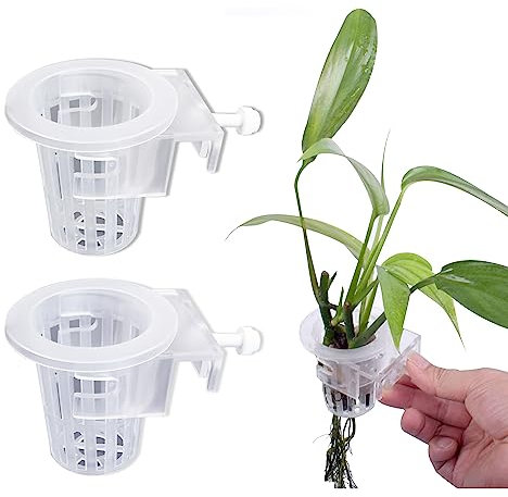 duozoanz Aquarium Hängepflanzenhalter Pflanzenhalter Plant Cup - Pflanzenbecher mit Haken für Aquaponische Pflanzenanbau Landschaft Pflanzen Aquascape Dekoration Wasser Pflanzen, 2 Stück