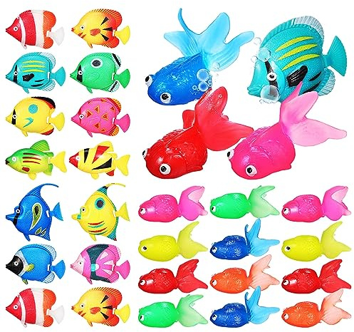 POPETPOP Schwimmende Fische Aquarium Deko 30 Stück Künstliche Fische Aus Kunststoff Kompaktes Schwimmendes Fisch-Dekor Für Aquaristik Haus Und Teich