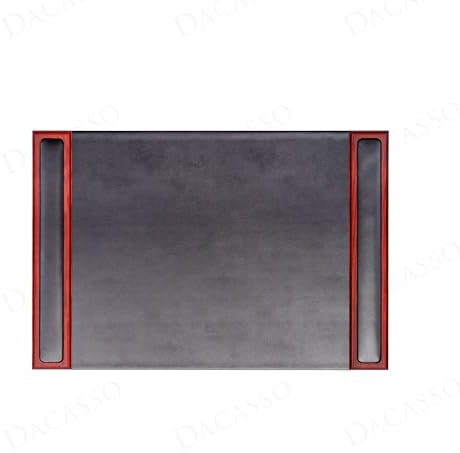 Dacasso Schreibtischunterlage mit Seitenschienen, 64,8 x 43,8 cm, Palisander & schwarzes Leder, luxuriöse Schreibunterlage zum Schreiben, gepolsterter Schreibtisch-Oberflächenschutz