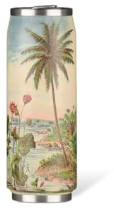 LES ARTISTES Paris A-4360, Canette isotherme, 500 ml, Gourde isotherme sans BPA, Réutilisable, Bec verseur rabattable avec paille, Acier Inoxydable, Design Beach