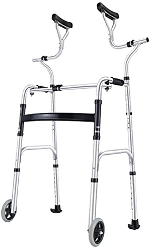Folding Walking Frame, Axillary Crutches Walker with Wheels, Walking Stabilizer for Post Surgery and Injury Individuals, Rehabilitation Auxiliary Walking Frame for The Elderly