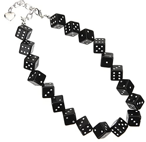 COLLBATH Kreative Würfelkette aus Acryl in Schwarz, Elastisch, Unisex | Cocktailpartys und Zeremonien, Lustige Spielkette, Vielseitig Kombinierbarer Halsschmuck