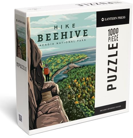 Acadia National Park, Maine, Hike Beehive, Summer, Illustration (1000 Piece Puzzle, Challenging Jigsaw Puzzle for Adults, Made in USA)