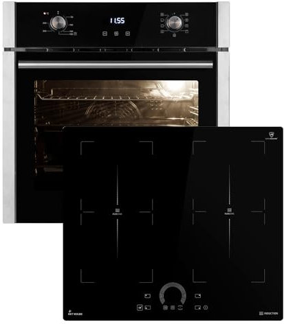 Cuisinière: 60cm Four encastrable EB8005ED + 60cm Plaque Induction IH85904FZ | Fonction pizza | Gril | Circulation de l'air | Air chaud | Timer automatique | SET8005IH594FZ