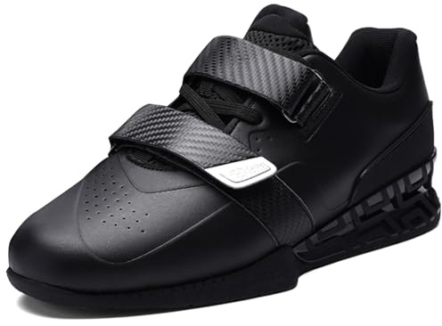 NGARY Herren Gewichtheberschuhe, Powerlifting Bodybuilding Kniebeugenschuhe Squat-Schuhe Training Schuhe Gym Fürs Fitnessstudio,Schwarz,43 EU