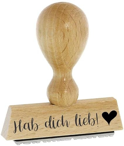 Sprüche-Stempel – Hab dich lieb - von Kaufhaus 2010 aus Holz & Gummi, zum Bestempeln von Schriftstücken aller Art, Gruß- und Glückwunschkarten, Textilien und vieles mehr.