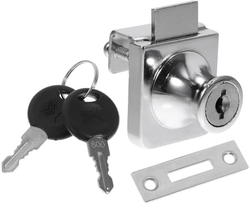 ANDRESLAD Glass Cabinet Lock Sliding Door Lock with Key No Drilling Required Anti-Theft Display Case for Showcase Cabinets Furniture Doors Home Office Use