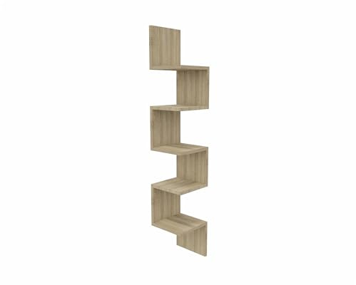 MARAND Hängende Eckregal für Bücher im Wohnzimmer - 151 cm Hoch - Platzsparendes und Modernes Design - Perfekt zur Aufbewahrung und Dekoration - Farbe: Sonoma-Eiche