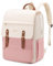 LOVEVOOK Zaino per computer portatile da donna, vintage, da viaggio, alla moda, 43,2 cm, zaino da viaggio, Beige e rosa, 15,6 pollici, Vintage, classico