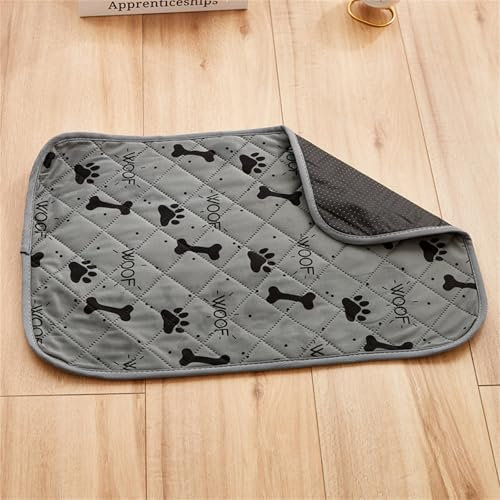 FANSU Welpen Unterlagen, 2 Stück Modedrucke Wiederverwendbare PIPI Matten für Hunde, Wasserfest Inkontinenzunterlage Waschbar, Welpenunterlage für Welpen (70x53cm,Dunkelgrau Knochen)
