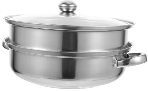 Cabilock Vaporera de Doble Capa de Acero Inoxidable para Alimentos, Diseño de Mango, Apta Lavavajillas, Fácil de Limpiar, Domésticos