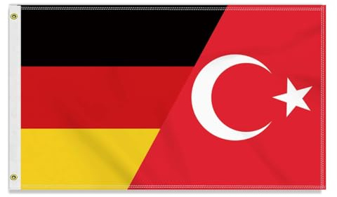 Große 90×150 CM Deutschland Türkiye Flagge, großes 150D Deutsch Türkiye Freundschafts banner,Strapazierfähige Deutschlandfahne Doube-Seitendruck Dekor Messingösen large Türkiye