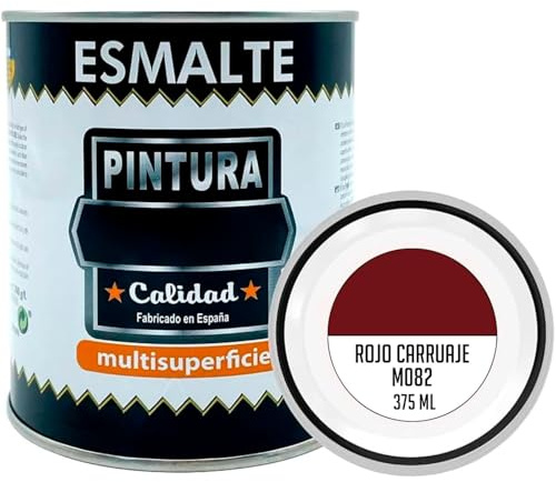Acan Tradineur - Bote de Pintura Esmalte - Fabricado en España - Ideal para Cualquier Superficie, Madera, Plástico, Cristal o Cemento - Capacidad de 375 ML - Rojo Carruajes (M082)