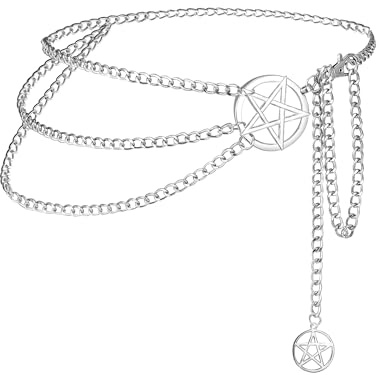 Manfnee Multi Layer Metal Chain Belt for Women Body Chain Link Ladies Waist Chain Belts for Dress