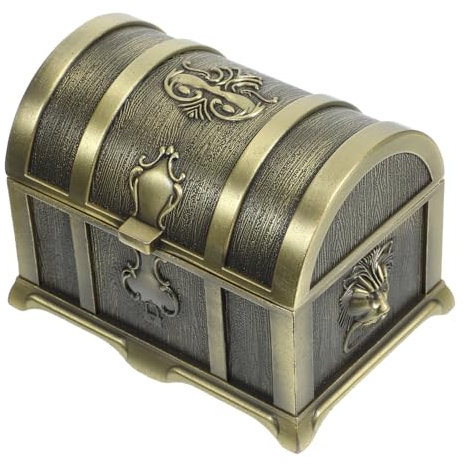 WEKADRIN Schmuckschatulle Aus Metall Mit Deckel Im Vintage-stil Schatzkiste Für Schmuckaufbewahrung Halsketten Armbänder Ohrringe Uhren Und Kleine Gegenstände Metallbox Als Aufbewahrungsbox