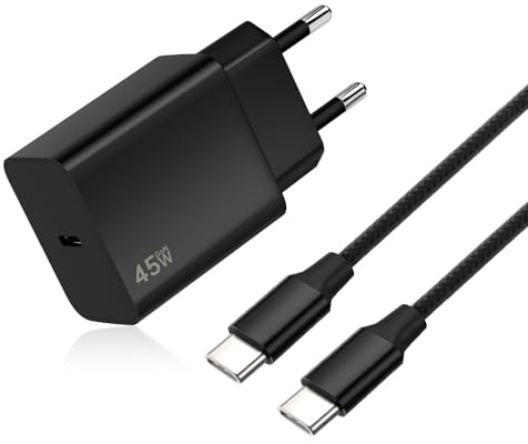 Chargeur 45W pour Samsung S25 Ultra Chargeur Rapide USB C avec Câble Tressé 2M 100W Compatible avec Samsang Galaxy S25/S24/S23/S22/S21 Ultra, pour pour iPhone 17/16/15, Tablettes(Noir)
