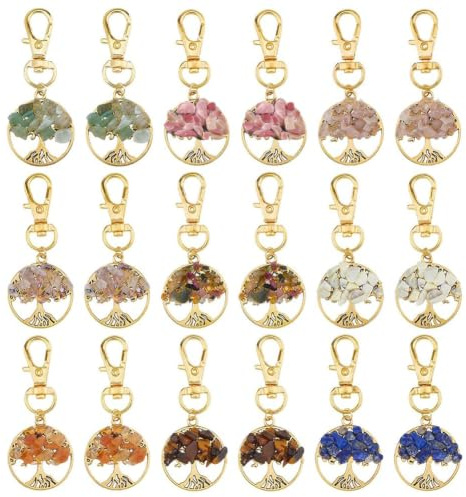 SUPERFINDINGS 18 pz 2 colori Albero della Vita Misto Ciondolo Pietra Preziosa Aragosta fibbia ciondolo Quarzo Rosa Ciondolo Per FAI DA TE gioielli portachiavi fare