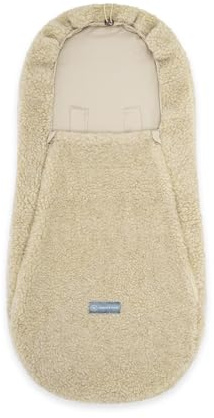 emma & noah Merino Teddy Fußsack für Kinderwagen, weicher Fußsack aus 100% Merino Wolle, atmungsaktiv & wärmend, ideal für kaltes Wetter (48x96 cm) (Essential Beige)