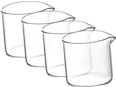 KICHOUSE 4Er Set Glasmilchkrüge Mit Tülle 110 Ml Milchgießer Für Kaffee Tee Soßen Servieren Transparent Glas Milchspender Für Restaurant Und Zuhause