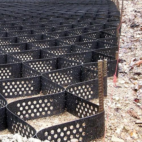 Stabilisateur de gravier, stabilisation du sol pour fondations, géogrille antidérapante en polyéthylène pour murs de soutènement, pentes, allées et paddocks