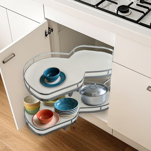 Blind Corner Cabinet Pull out Organizer 2-Tier Slide out kitchen Organizers Blind Corner Pullout Organizer Cabinet Lazy Susan Organizer for 36inch Left Open