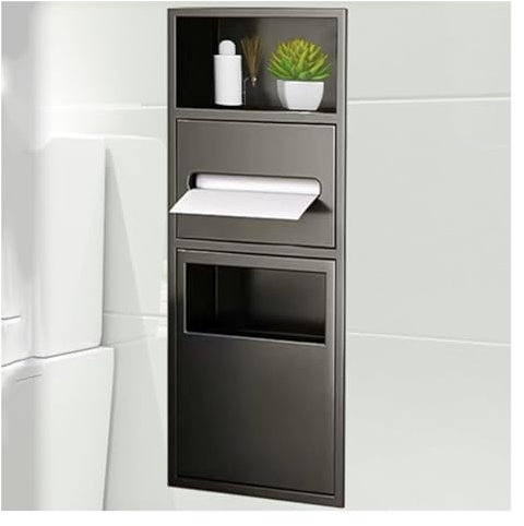 Stainless Steel Bathroom Niche, Toiletries Built-In Alcove For Kitchen Living Room Bedroom Hotel Residential, Recessed Toilet Paper Trash Can Storage Rack