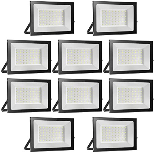 Probapro 50W LED Strahler Außen 6000K Kaltweiß 10 Stück | 5000LM Scheinwerfer, IP65 Wasserdicht Fluter, Aussenstrahler Für Hinterhof, Garten, Werkstatt