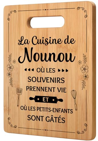 Gleevara Cadeau Nounou, Cadeau Nounou Anniversaire – Planche à Découper en Bambou Artisanale, Cadeau Nounou Fin de Contrat, Cadeau Nounou Noel Origina
