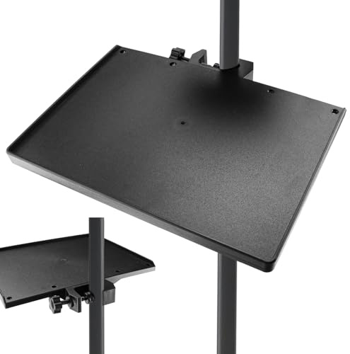 Qerutk Adjustable Microphone Stand Tray, Universal Sound Card Tray, Removable Desktop Mic-Stand Clamp On Rack Tray Holder, for Live Streaming, Recording, Stage Performances - 24 * 17.5 CM