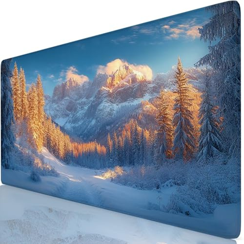 Mouse Pad 100x50cm Extended Large Mouse Mat White Desk Accessories with Non-Slip Mousepad Landscape, Soft Smooth Surface, Stitched Edges Desk Pad for Gaming Laptop, Office Accessories, Gifts Y8-701