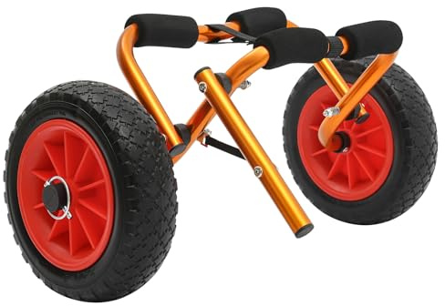 WINPANG Carro plegable de aluminio para kayak, capacidad de carga de 80 kg, aluminio ligero, naranja y negro, para canoa SUP paddle board transporte al aire libre deportes acuáticos aventura