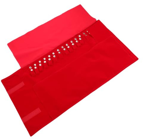 LIGIGWASH Bolsa Enrollable para Joyas de Viaje Roja Organizador Antiarañazos Plegable para Collares Pulseras y Tobilleras Estuche Portátil para Almacenamiento Seguro