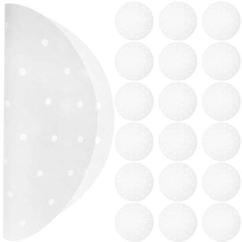 DIYEAH 100pcs Round Bamboo Steamer Paper Liners for Air Fryer and Food Baking Tray Non-Stick Heat Resistant Steaming Basket Liners for Dumplings and Healthy Cooking