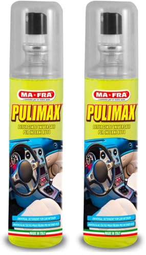 Mafra, Pulimax, 150ml, Spray Nettoyant Universel pour l'intérieur des Voitures, Efficace pour Rénover les Tissus et les Plastiques, les Couleurs des Sièges et éliminer les Mauvaises odeurs (Lot de 2)