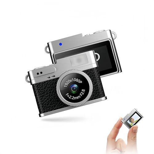 Porte-clés rétro avec mini appareil photo numérique 8 MP, stabilisation d'image HD LCD 0,96, USB, 32 Go gratuit, cadeau (rétro, noir)