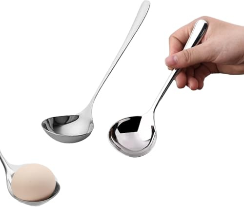 2pcs Soup Ladle Stainless Steel Spoons Serving Spoon Small Soup Ladle for Serving Cooking Kitchen Utensils, 17cm+20.5cm Long(Sliver)