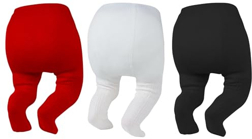 Zando Newborn Baby Girl Tights 0-6 Months Cable Knit Cotton Leggings 3Pack