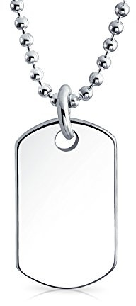 Gravieren Sie Mittlere Einfache Einfache Coole Männer Identifikation Militärische Armee Hundemarke Anhänger Halskette Für Männer Jugendliche Poliert .925 Sterling Silber Kleine Mittlere Große Größen