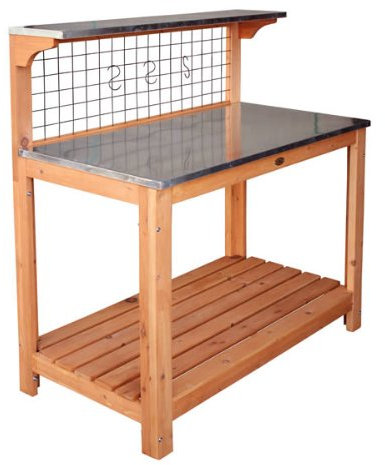 Pflanztisch Habau mit verzinkter Arbeitsplatte groß 101x55x117cm