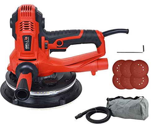 IBELL Dry Wall Sander DS80-90, 800W, Copper Armature, 1200-2300RPM, Variable Speed Control, Switch Lock Feature, 8 Hole vacuum and LED light