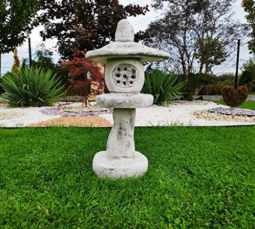Lanterne décor d'ornement de Jardin - Pagode Japonaise en Pierre taillée (Blanc)