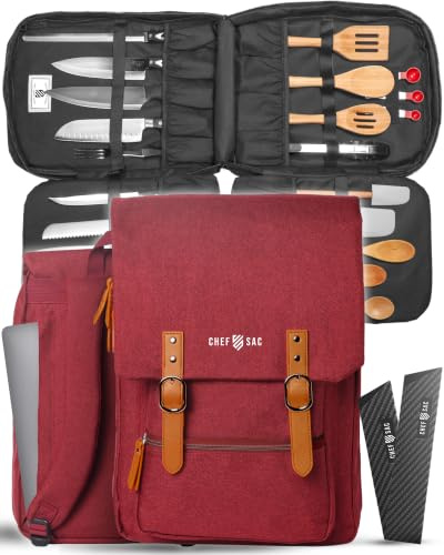 Mochila vintage para cuchillos de chef, más de 30 bolsillos para cuchillos y utensilios de cocina, bolsillos grandes para tabletas y cuadernos, gran regalo para chefs ejecutivos y estudiantes