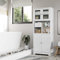 HOCSOK Bathroom Tall Cabinet, Bathroom Storage Cabinet with Adjustable Shelves and Doors, Freestanding Storage Cupboard for Living Room Kitchen, White, 147.5 x 60 x30 cm, White