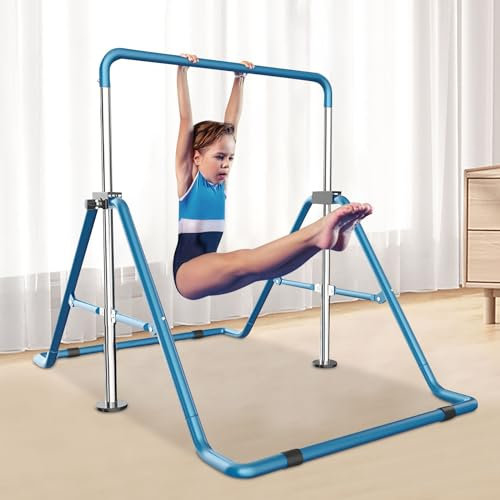 DiLiBee Turnreck, Gymnastik, Outdoor Garten Fitness Kinder Reckanlage, Turnstangen, Horizontale Bar Trainingsgeräte, Höhenverstellbar 85-129.5cm (Blue)