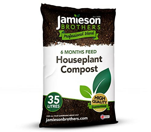 Houseplant Potting Mix Soil Compost 35L Professional Formula - Ideal For All Indoor House Plants To Provide Healthy Growth & Greener Leaves 6 months feeding with added Perlite - By Jamieson Brothers