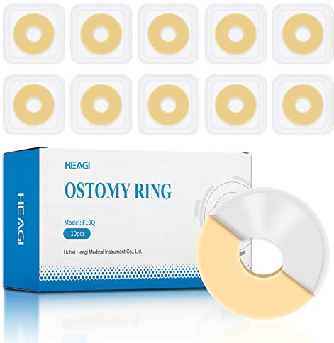 Heagimed 10Pcs 2mm Moldable Ostomy Rings, Hydrocolloid Stoma Barrier Rings for Colostomy Bags, Sting-Free, Box of 10