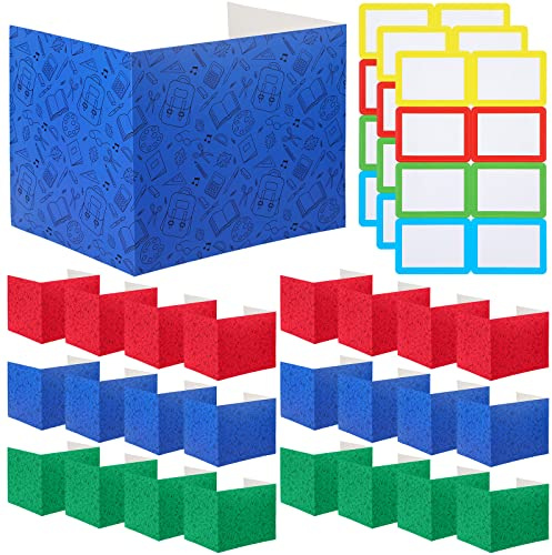 Crtiin 24 Pcs Privacy Folders for Students Desk Dividers Standard School Privacy Cardboard Board Testing Dividers Shield for Classroom Teacher Supplies Keep Eyes from roving(Cute)